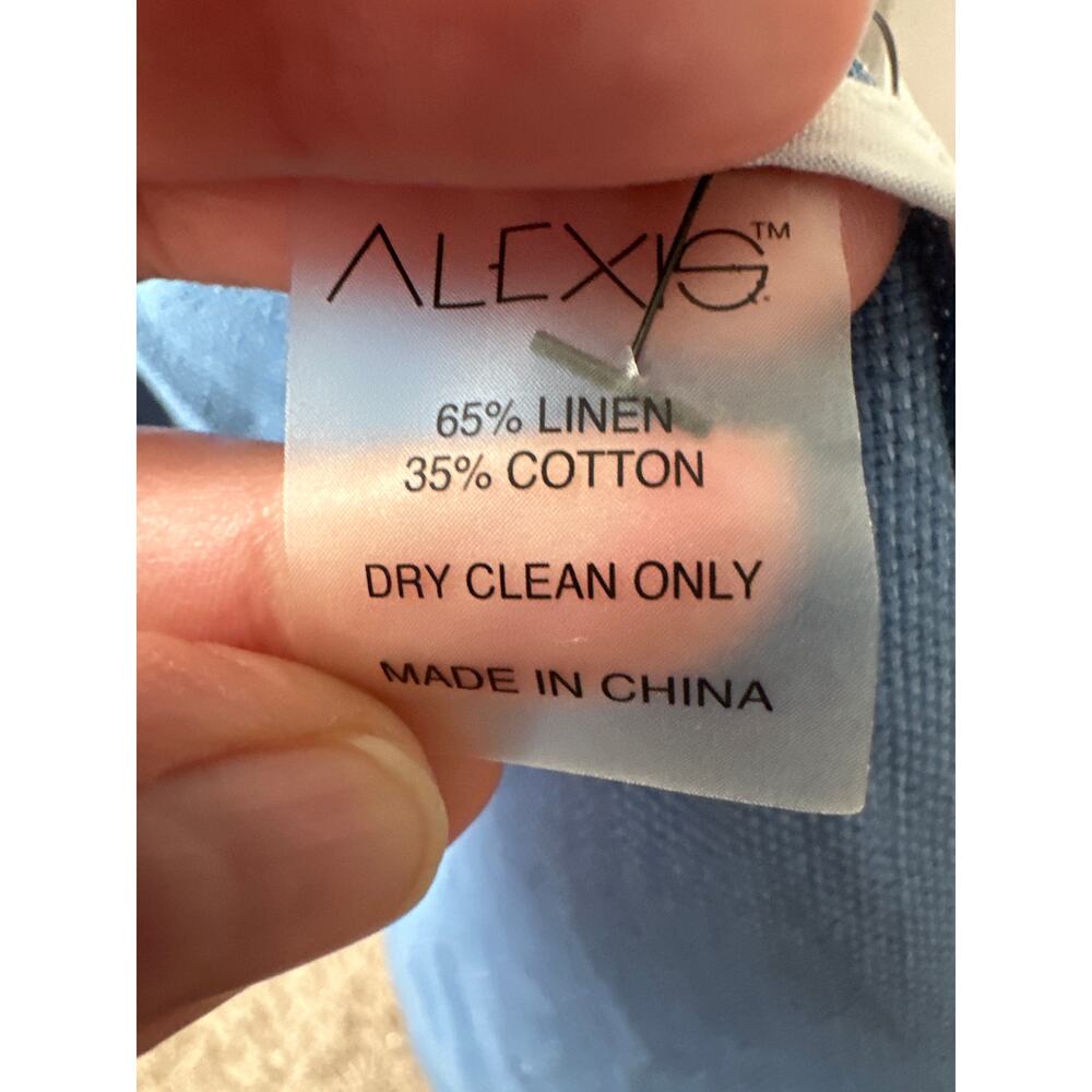 Alexis Jameela Shell Blue Linen Maxi Dress Tie Front Button Size L - Picture 8 of 16